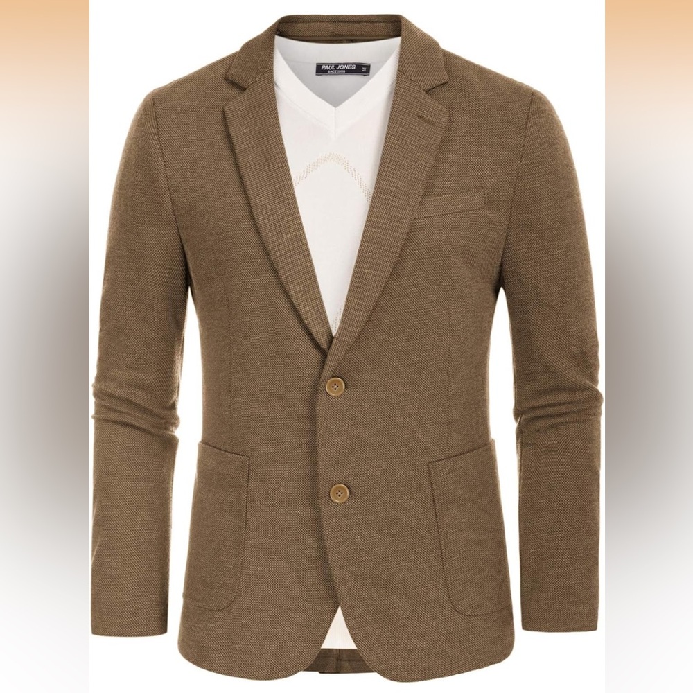 Men's Casual Knit Blazer Suit Jackets Two Button Lightweight Unlined Sport Coat